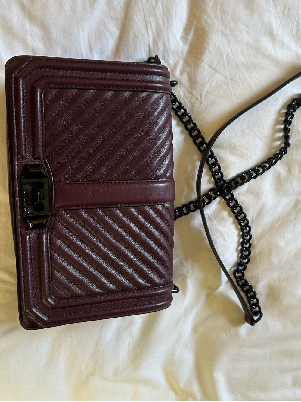 Rebecca Minkoff Burgundy and Black Interior Zip Crossbody